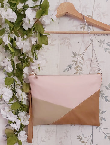 Pochette in ecopelle a tre colori, borsetta a mano