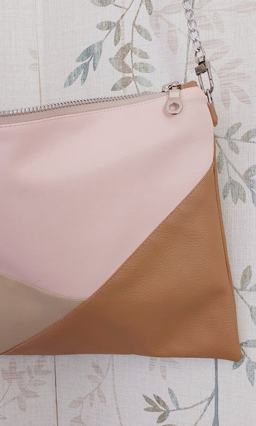 Pochette in ecopelle a tre colori, borsetta a mano