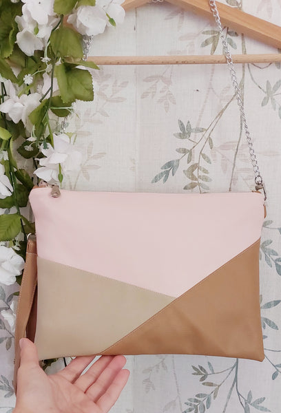 Pochette in ecopelle a tre colori, borsetta a mano