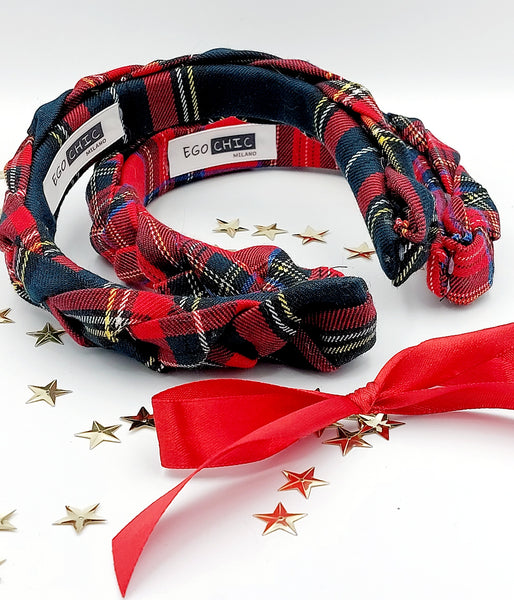 Cerchietti con treccia, tartan