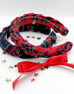 Cerchietti con treccia, tartan