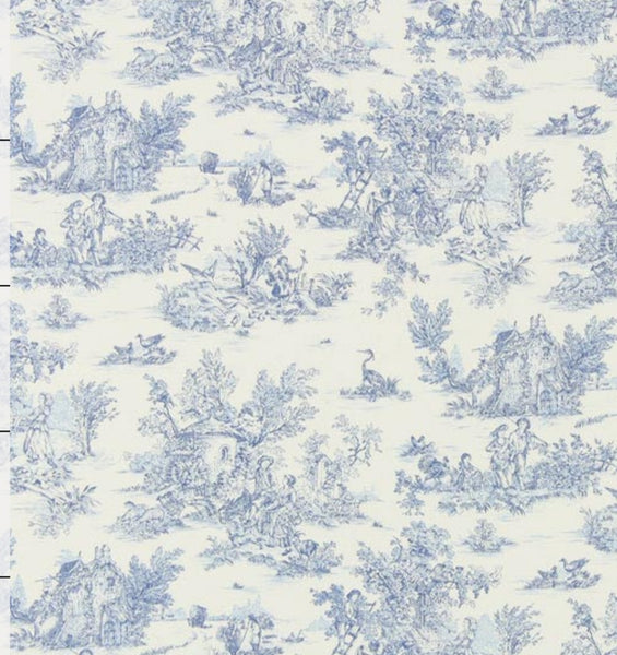 Cottage/vintage dress, abito in cotone fantasia "toile de jouy" in stile vintage, maniche a sbuffo e gonna ampia a balze